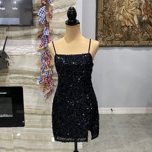 Wild Fable Black Polyester Sequin Mini Dress. Spaghetti Strap.